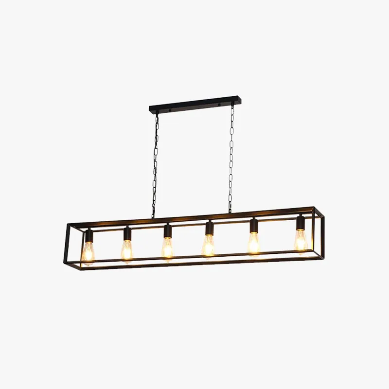 Silva Rectangle Vintage LED Suspension Noir Laiton Métal Salon