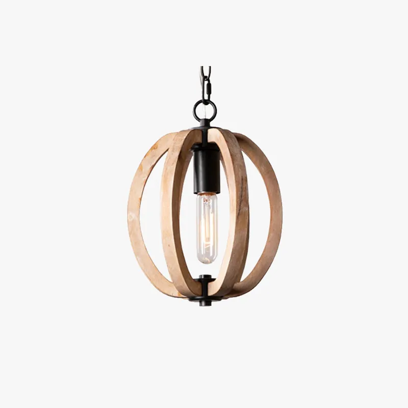 Silva Sphère Vintage LED Suspension Métal Bois Salon Salle à manger