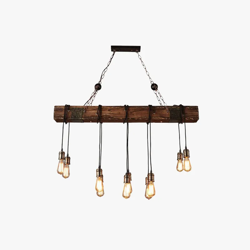 Silva Vintage LED Suspension Marron Bois Verre Salle à manger Salon