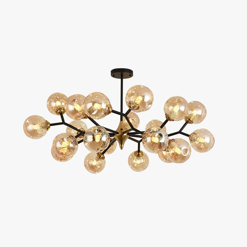 Valentina Lustre Art Deco Design Luminaires Suspensions Métal\\/Verre Ambre Chambre à Coucher\\/Salon