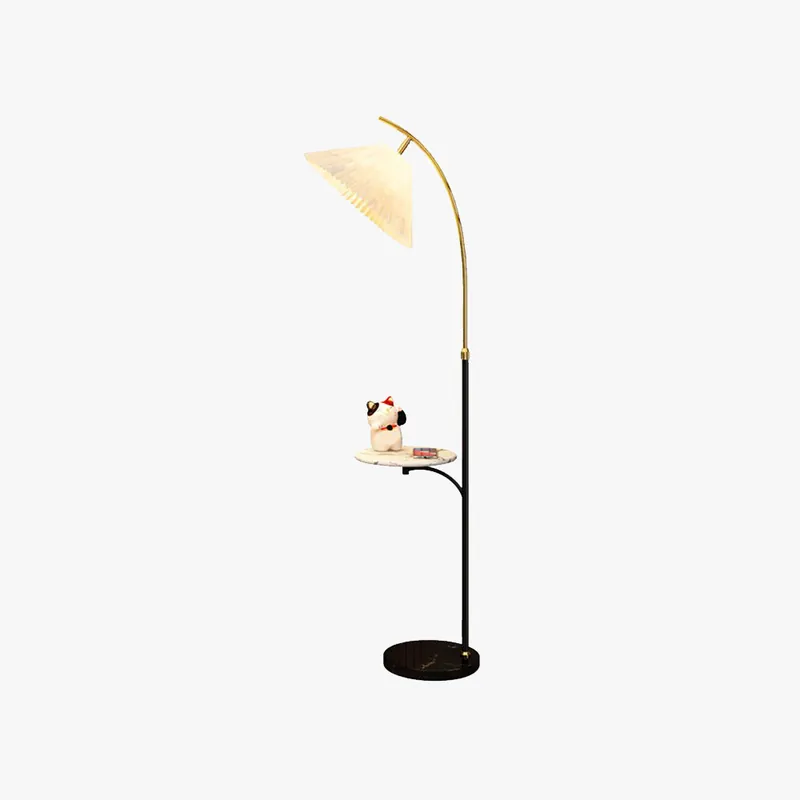 Muto Lampadaire Avec Table Parapluie Moderne LED Abat Jour Blanc Métal Tissu Chambre à Coucher\\/Salon