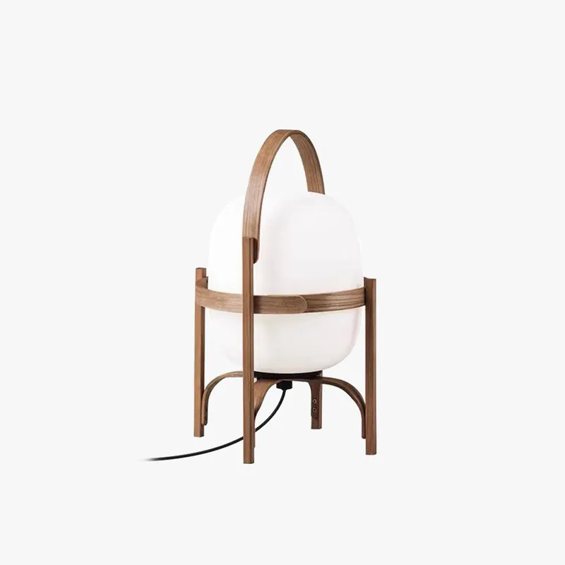 Muto Lampadaire Lanterne Moderne, Bois\\/Verre, Blanc\\/Bois, Salon