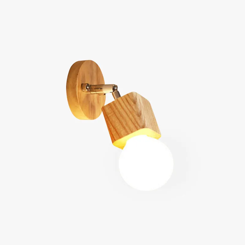 Muto Applique Murale LED Carrée Globe Réglable Naturelle Métal\\/Bois