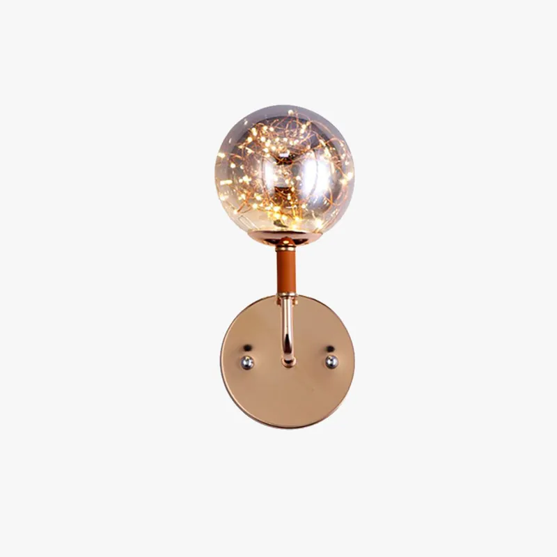 Valentina Applique Murale Bulle Ronde Moderne LED Métal Verre Noir\\/Or Salon\\/Chambre à Coucher