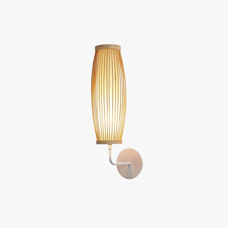 Ritta Applique Murale Intérieur Cylindre Vintage LED Bambou Marron Salon\\/Chambre