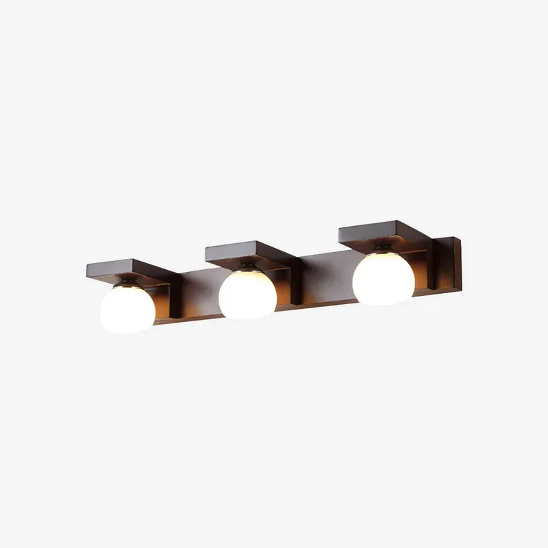 Muto Applique Murale à Miroir Intérieur Ronde Vintage LED Bois\\/Verre Burn Salle de Bain