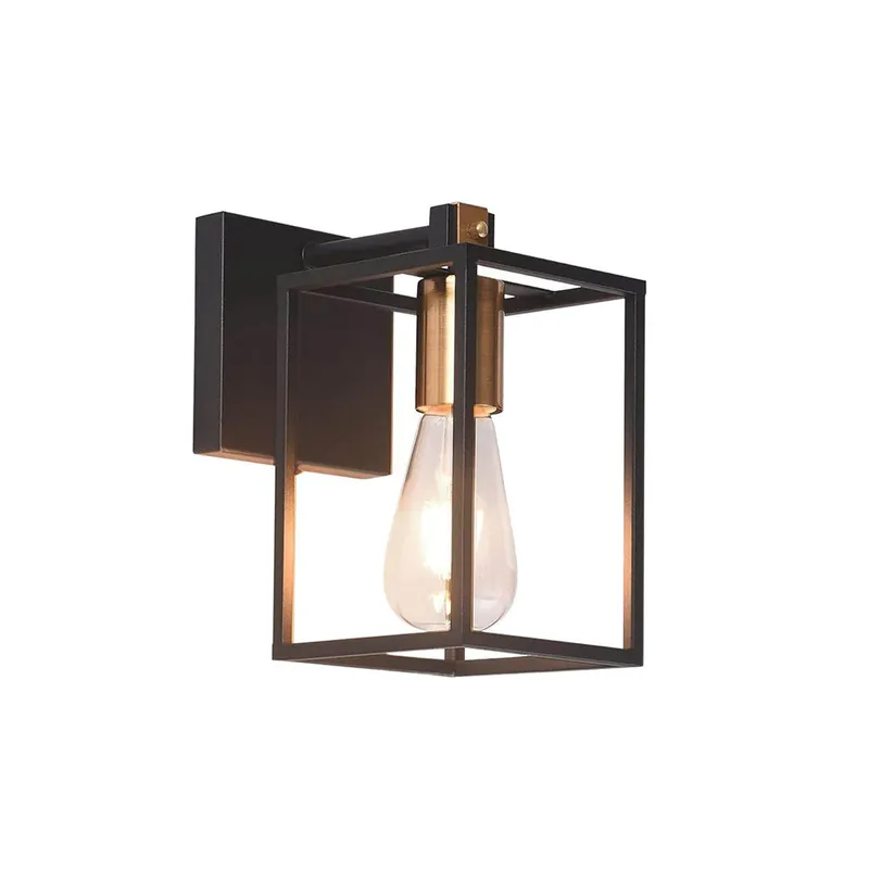 Silva Applique Murale à Miroir Carré Design LED Vintage Métal Noir Salle de Bain