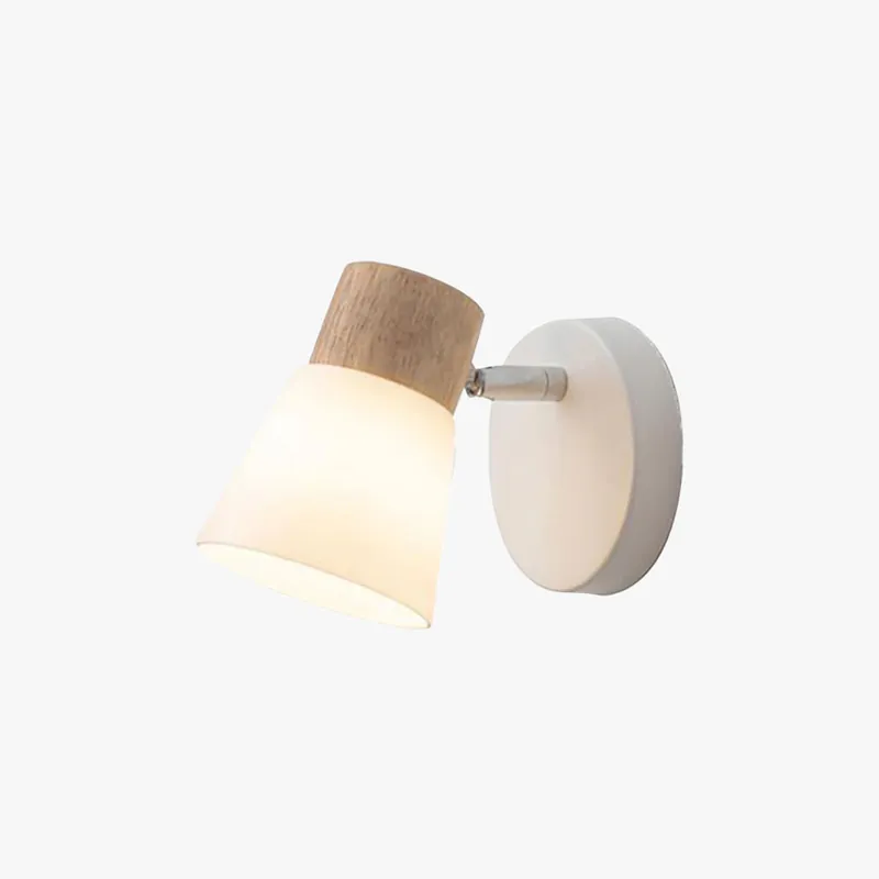 Muto Design Italien LED Applique Murale à Miroir Ronde Rustique Bois\\/Verre Blanc Salle de Bain