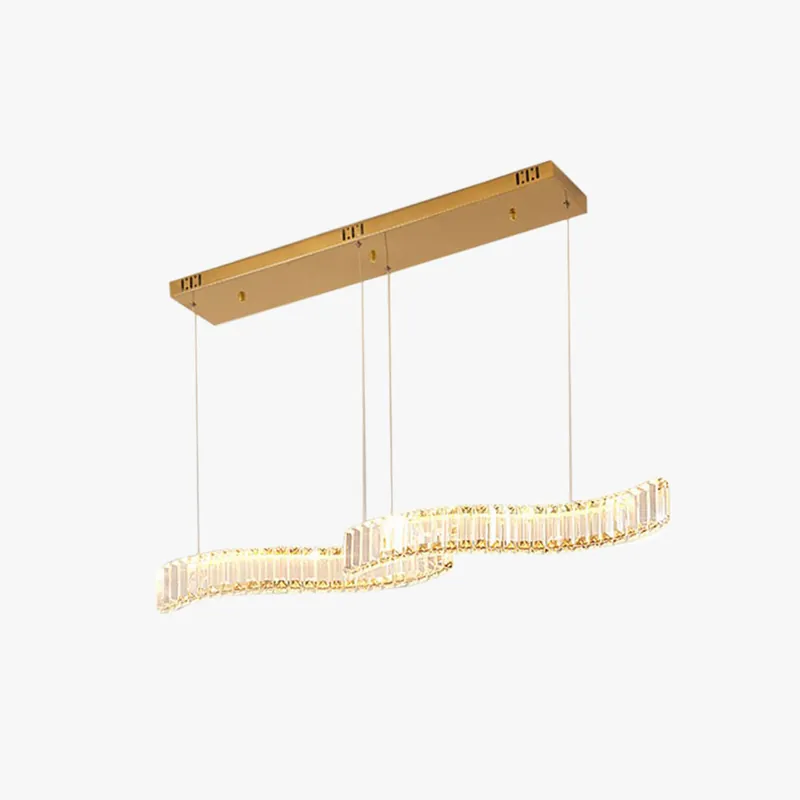 Kristy Luminaires Suspensions LED Wave Moderne Grande Cristal Métal Argent\\/Or Salon\\/Cuisine