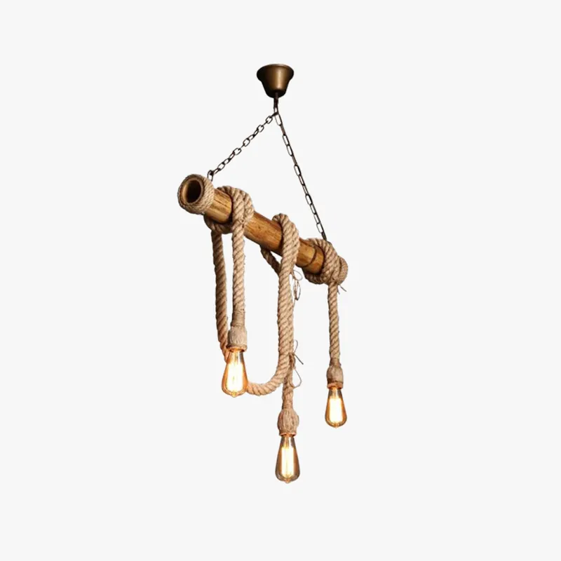 Silva Luminaires Suspensions Vintage LED Bambou\\/Métal Marron Salon\\/Chambre à Coucher