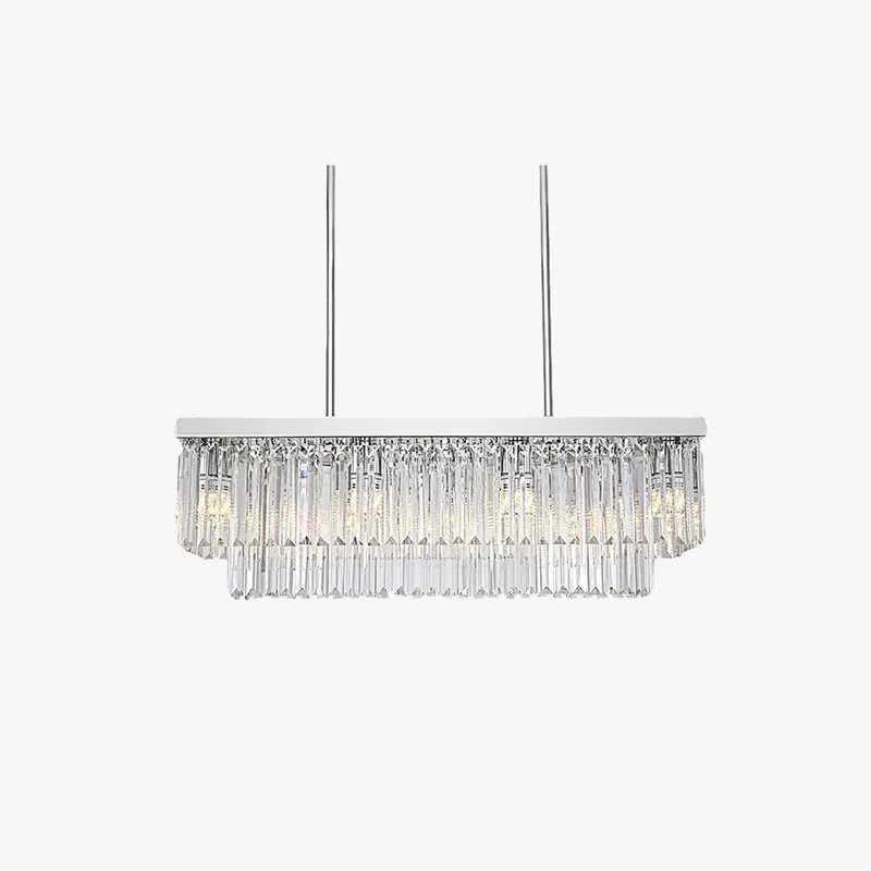 Kristy Design Luminaires Suspensions Rectangulaire Contemporain Métal\\/Cristal Blanc Salle à Manger\\/Salon