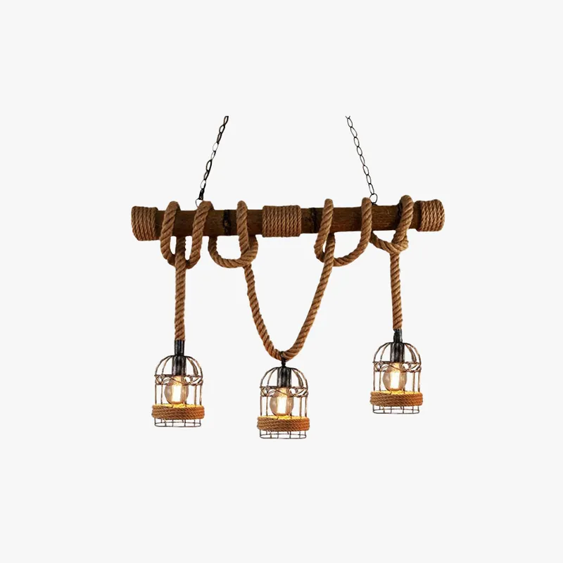 Silva Luminaires Suspensions Lanterne Vintage Métal\\/Bois Marron Salon\\/Chambre à Coucher