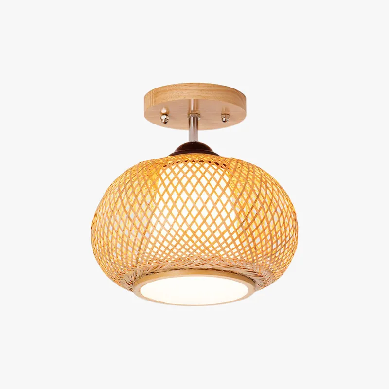 Ritta Plafonnier Dôme Simple Vintage LED Bamboo Bois Salon\\/Chambre à Coucher