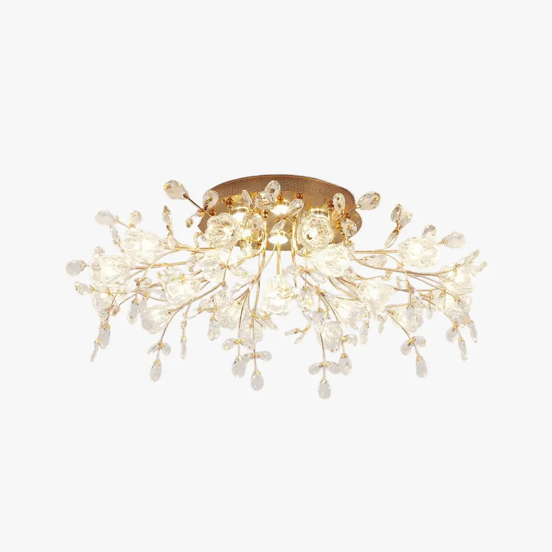 Arisha Design LED Plafonnier Fleur Art Deco Métal\\/Verre Doré Salon\\/Chambre à Coucher