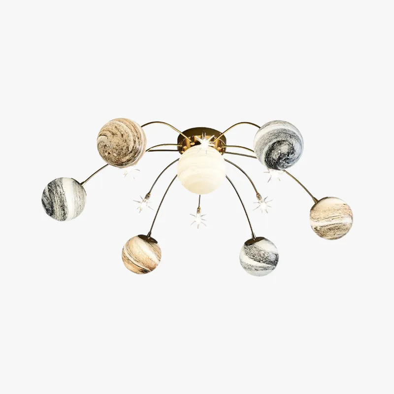Aria Design Italien LED Plafonnier Planète Moderne Métal\\/Verre Coloré Salon