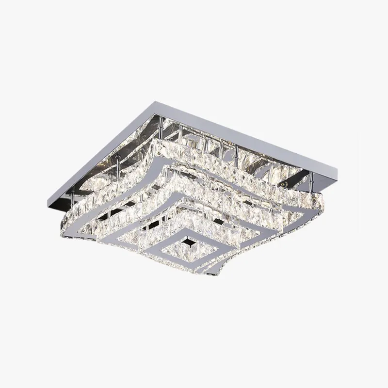 Kirsty Plafonnier Carré Blanc Moderne Métal\\/Verre Argent Grande Salon
