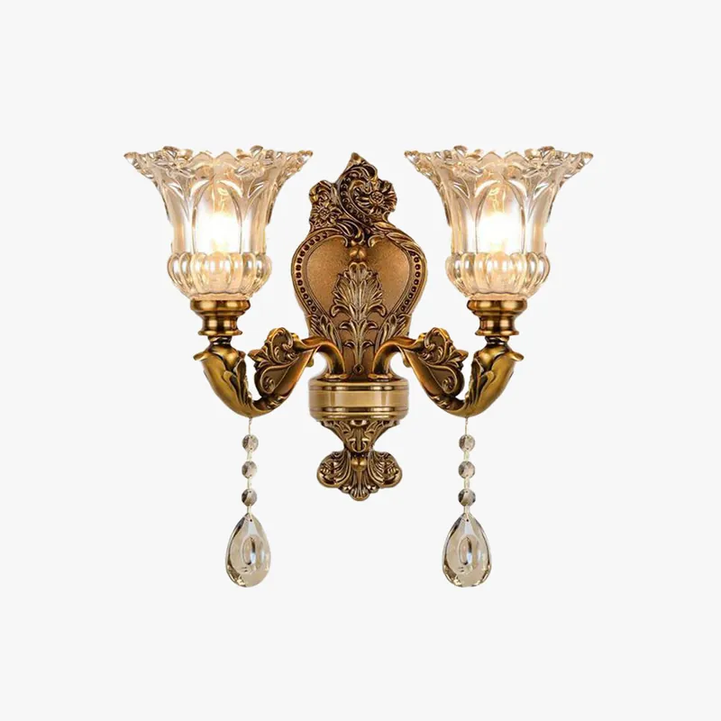 Ray Design Floral Applique Murale Fleur Vintage LED Métal\\/Verre Bronze Chambre