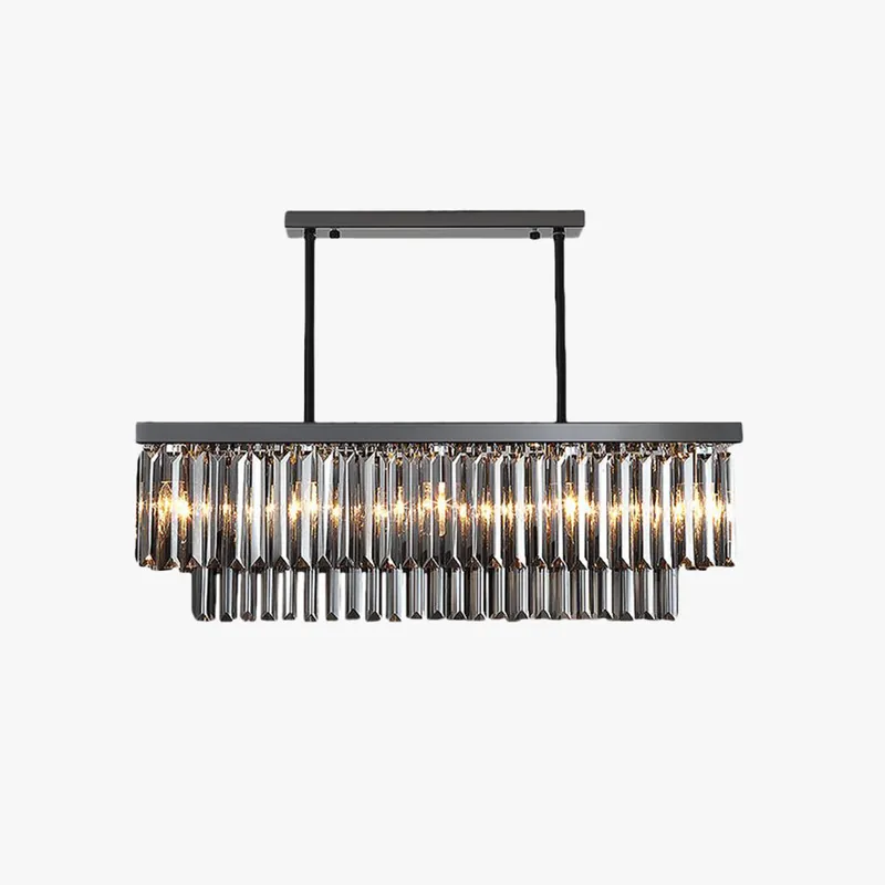 Kristy Luminaires Suspensions Grande Rectangulaire Industrielle Métal\\/Verre Noir Salle à Manger\\/Salon