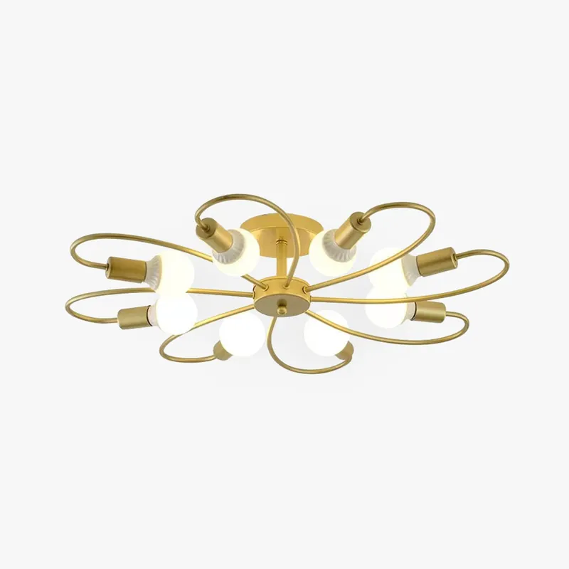 Valentina LED Plafonnier Fleur Moderne Métal Noir\\/Doré Floral Salon\\/Chambre à Coucher