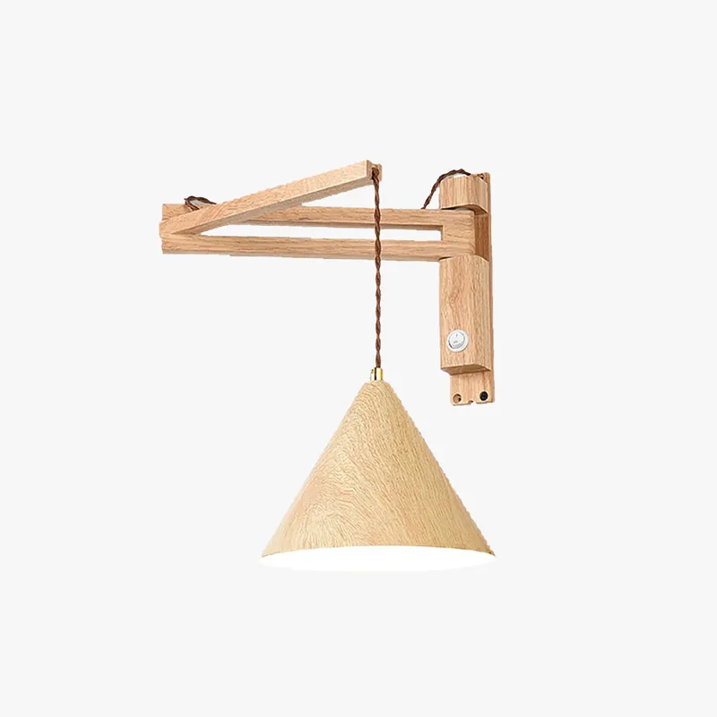 Muto Design Applique Murale Conique Vintage LED Bois Noyer\\/Bois Chambre