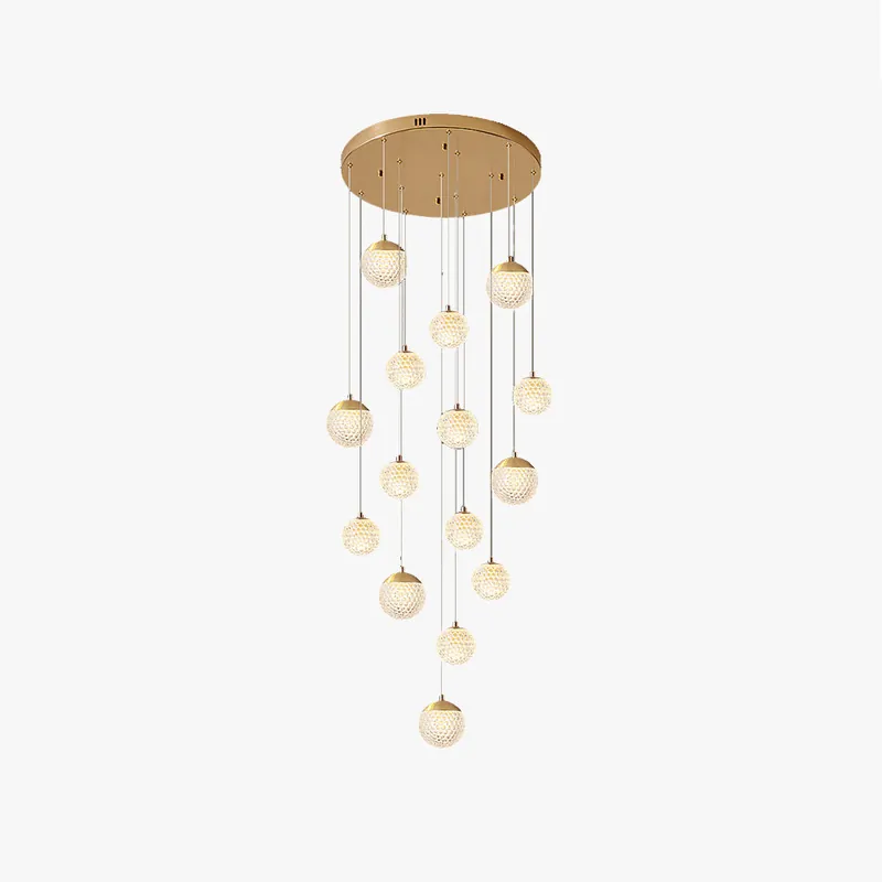 Arisha Luminaires Suspensions Multi\\/Bulle Moderne Métal\\/Acrylique Doré Chambre à Coucher