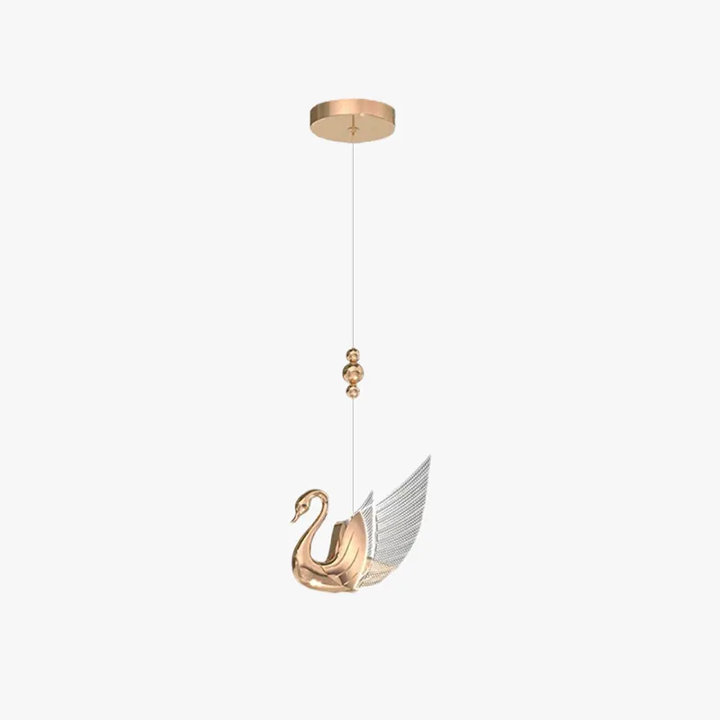 Arisha Design Luminaires Suspensions Cygne Moderne LED Métal\\/Acrylique Doré Rosé Salon