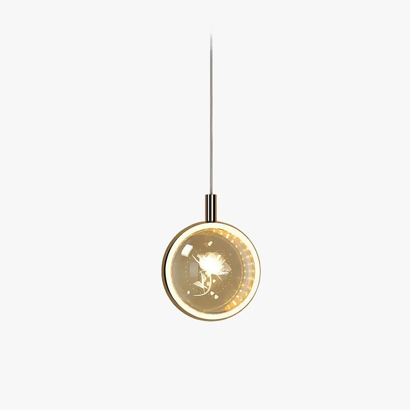 Arisha Luminaires Suspensions Ronde Moderne LED Métal\\/Cristal Doré Salon