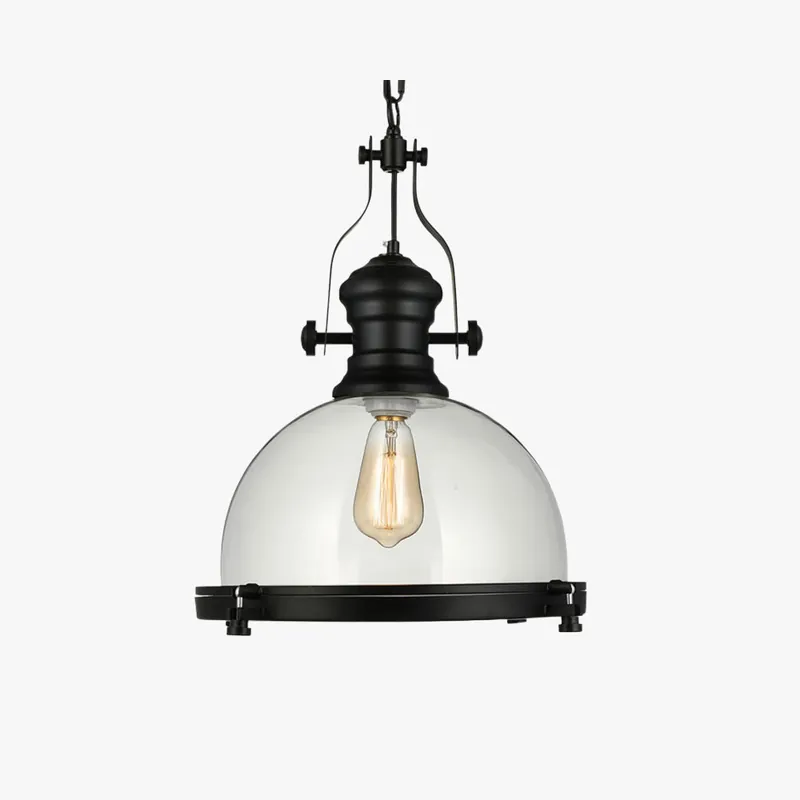 Silva Luminaires Suspensions Dôme Industrielle LED Vintage Verre\\/Métal Noir Salon\\/Chambre à Coucher