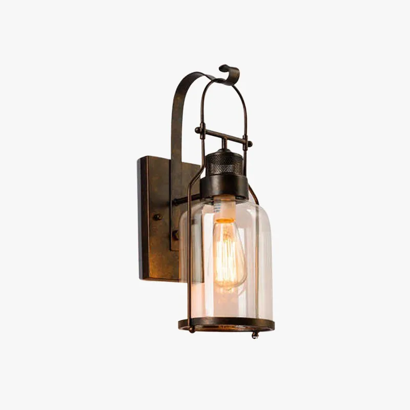 Silva Applique Murale LED Lanterne Vintage Métal\\/Verre Noir\\/Rouille Chambre\\/Salle à Manger