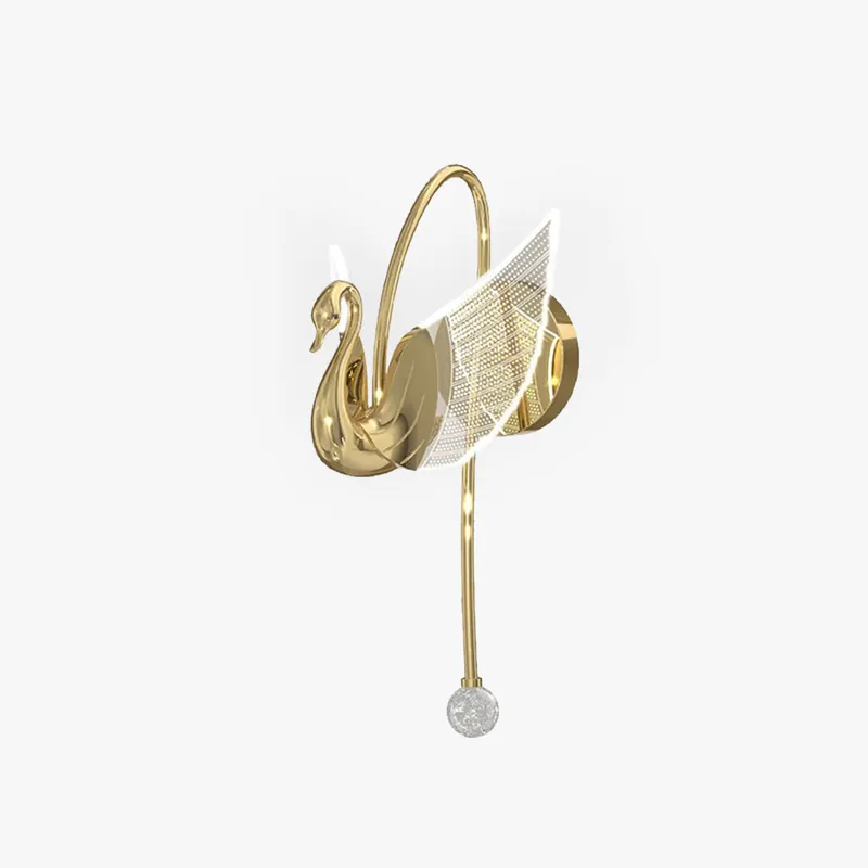 Arisha Applique Murale LED Design Cygne Art Deco Métal\\/Acrylique Or\\/Doré Rose Salon\\/Bureau