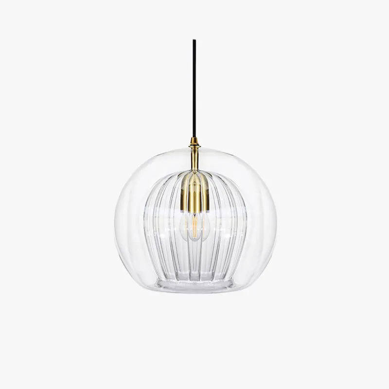 Valentina Suspension Bulle Nordique Verre Transparent\\/Doré Salon\\/Chambre