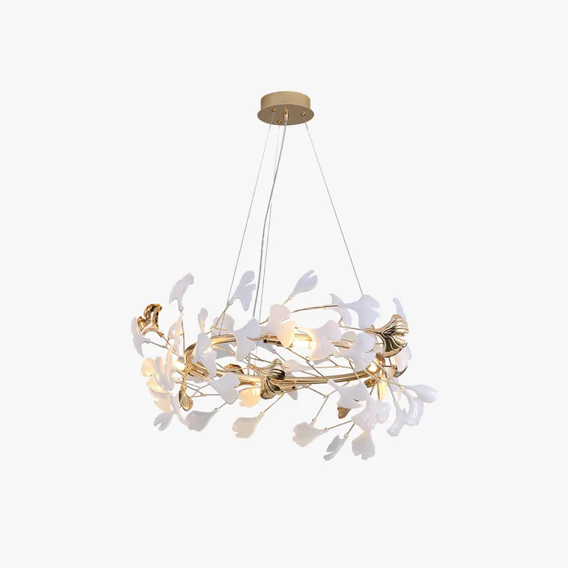 Olivia Suspension Feuille\\/Multi Moderne Métal\\/Céramique Doré\\/Blanc Salon