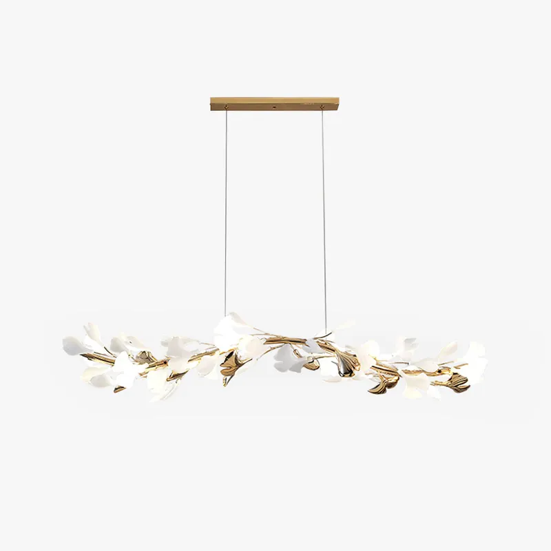 Olivia Luminaires Suspensions Feuille Moderne Céramique\\/Métal Doré\\/Blanc Bureau\\/Salle à Manger