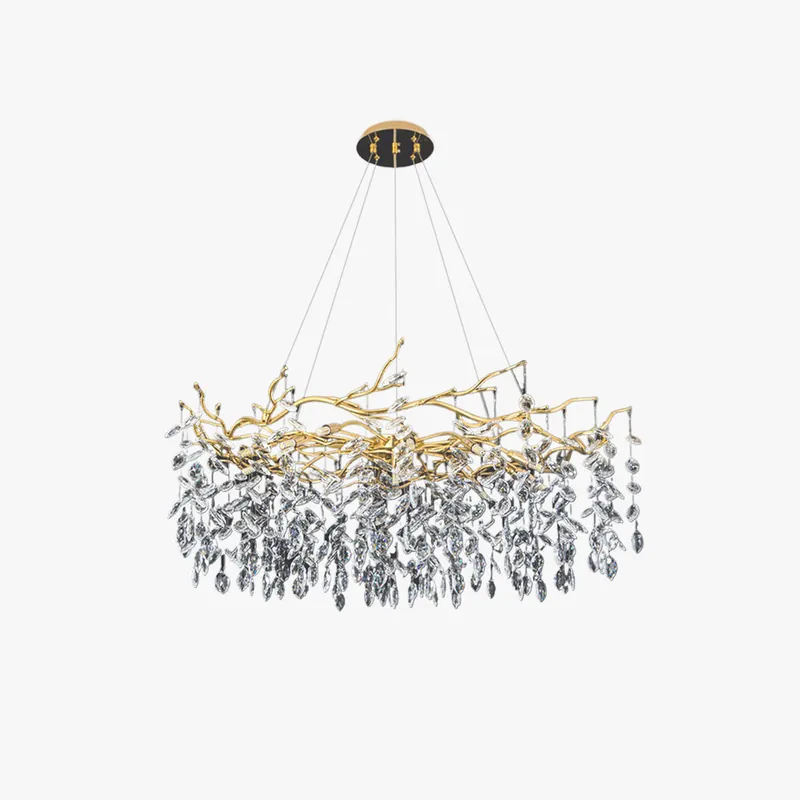 Kristy Lustre Branche Moderne Cristal\\/Métal Doré Salon