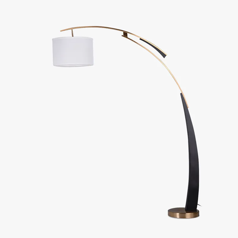 Mira Design Italien Lampadaire Arc Moderne Métal\\/Tissu Noir\\/Doré Salon