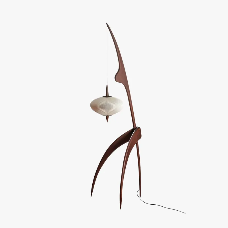 Ritta Lampadaire Rond Vintage Bois\\/Tissu Bois\\/Noyer, Salon