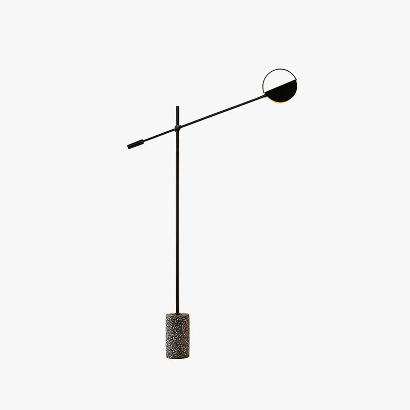 Mira Lampadaire Linéaire\\/Hémicycle Minimaliste Métal\\/Terrazzo Noir\\/Doré Salon