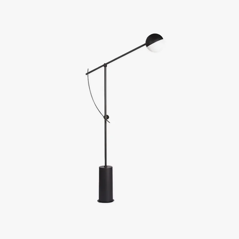Mira Linéaire Design Lampadaire Globe Moderne Métal Noir Salon