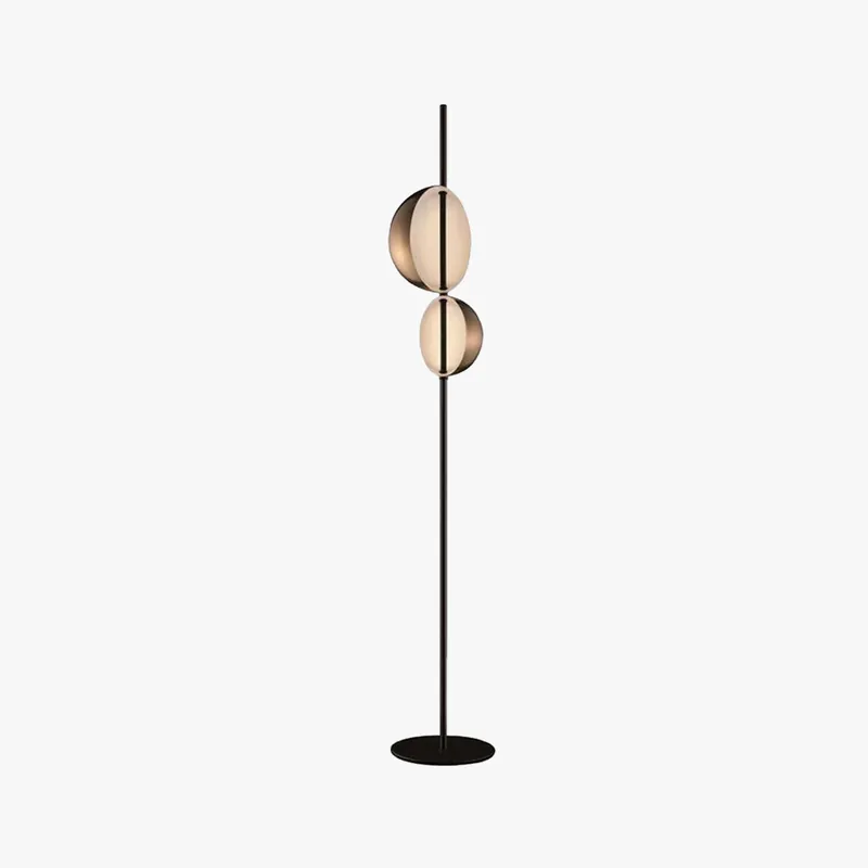 Mira Design Lampadaire Rond Moderne Métal Noir\\/Or Bureau\\/Chambre