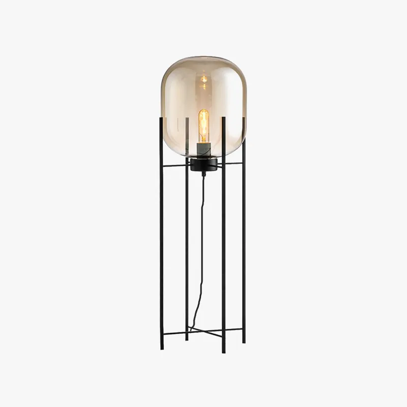 Mira Design Lampadaire Globe Moderne Verre\\/Métal Noir Chambre\\/Salon