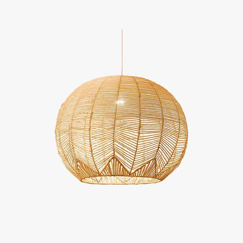 Ritta Luminaires Suspensions Grande Ballon Vintage Métal\\/Rotin Bois Bureau\\/Salon