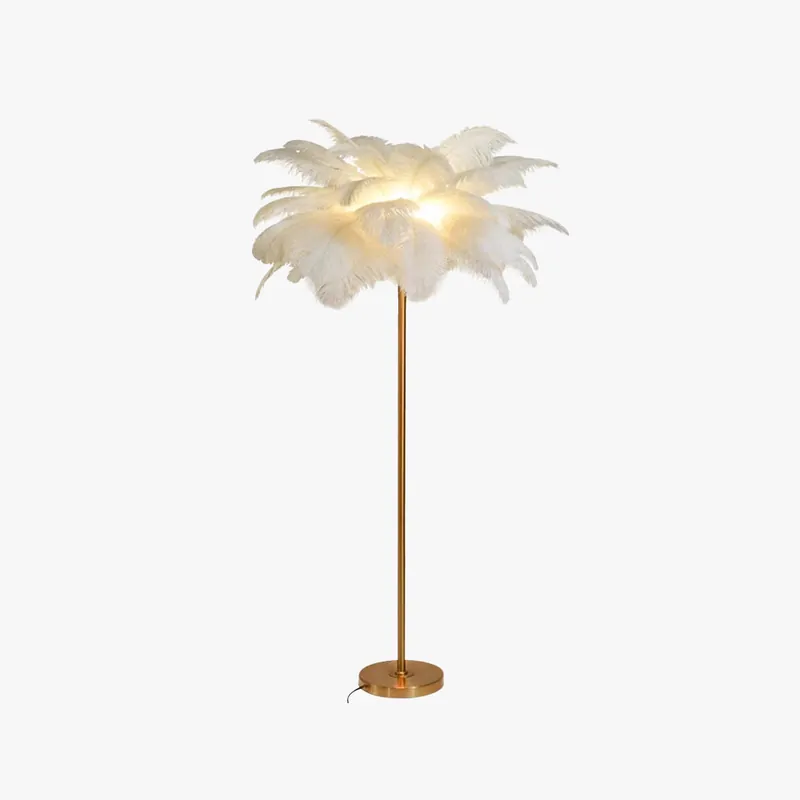 O'Moore Lampadaire Arbre Design Plume\\/Métal Blanc\\/Rose\\/Khaki Salon