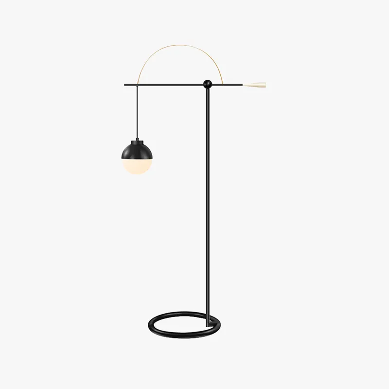 Valentina Design Lampadaire Rond Nordique Métal\\/Verre Noir Bureau\\/Chambre