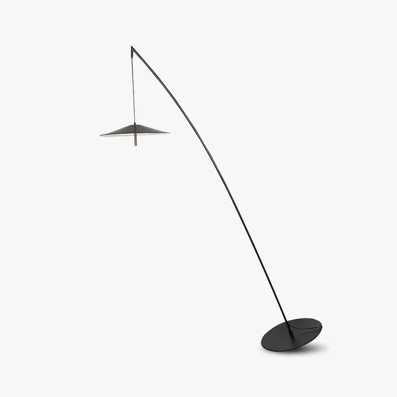 Mira Design Lampadaire Frisbee\\/Canne à Pêche Simple Métal Noir Grande Salon Intérieur