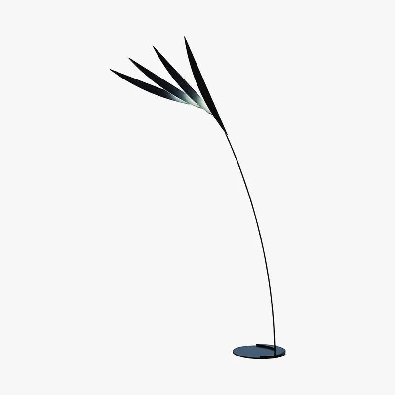 Mira Lampadaire Feuille Nordique, Métal\\/Acrylique, Noir, Salon