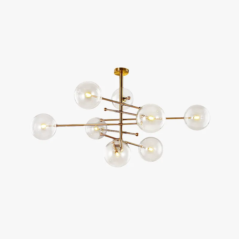 Valentina Lustre Multi Moderne, Métal\\/Verre, Noir\\/Doré, Salon