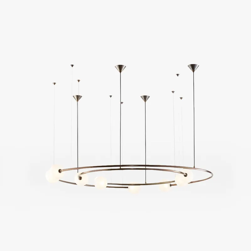 Valentina Suspension Anneau Moderne, Métal\\/Verre, Noir\\/Doré, Salon