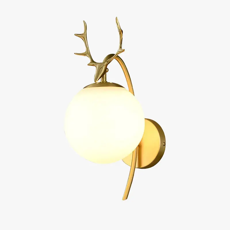 Valentina Applique Murale Bois de Cerf Art-Déco Moderne Métal\\/Verre Noir\\/Or Salon