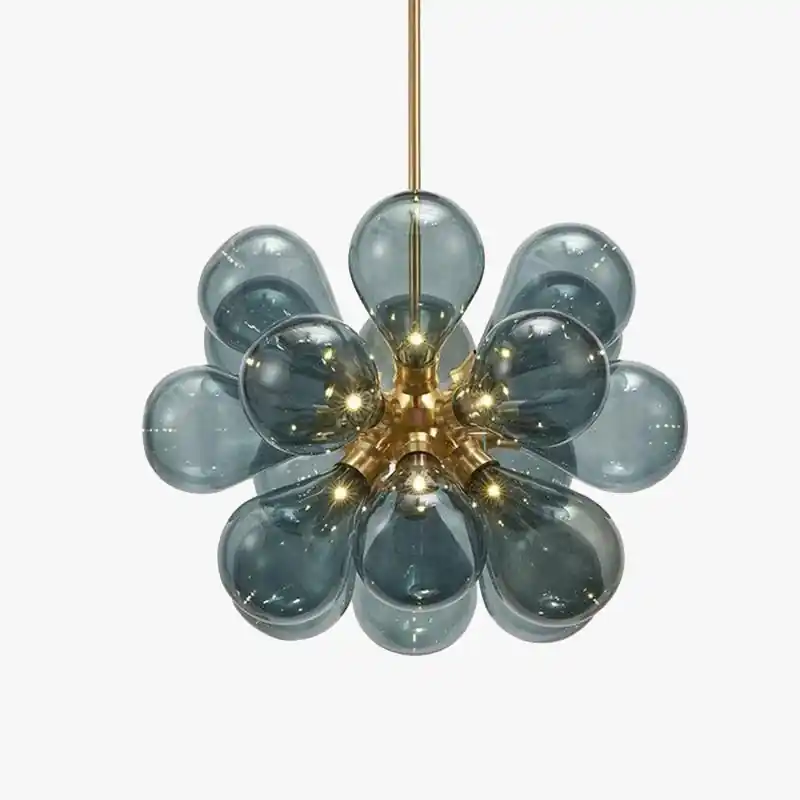 Valentina Suspension Moderne, Métal\\/Verre, Blanc\\/Bleu\\/Violet\\/Doré, Salon