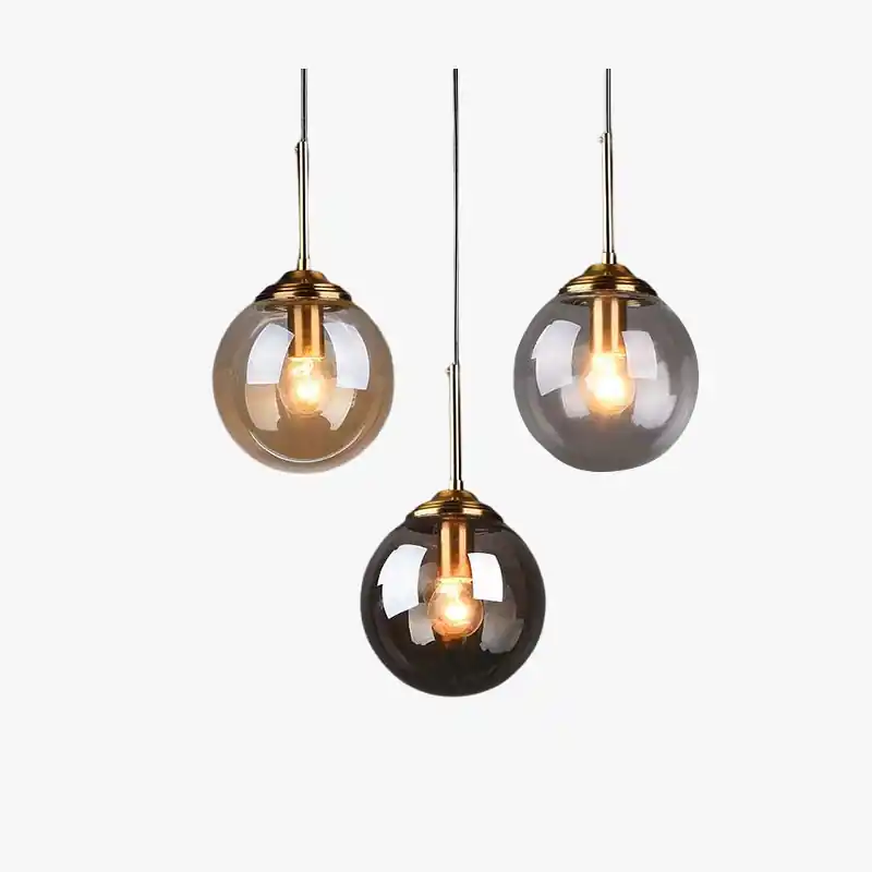 Valentina Luminaires Suspension Verre Transparent Ambre